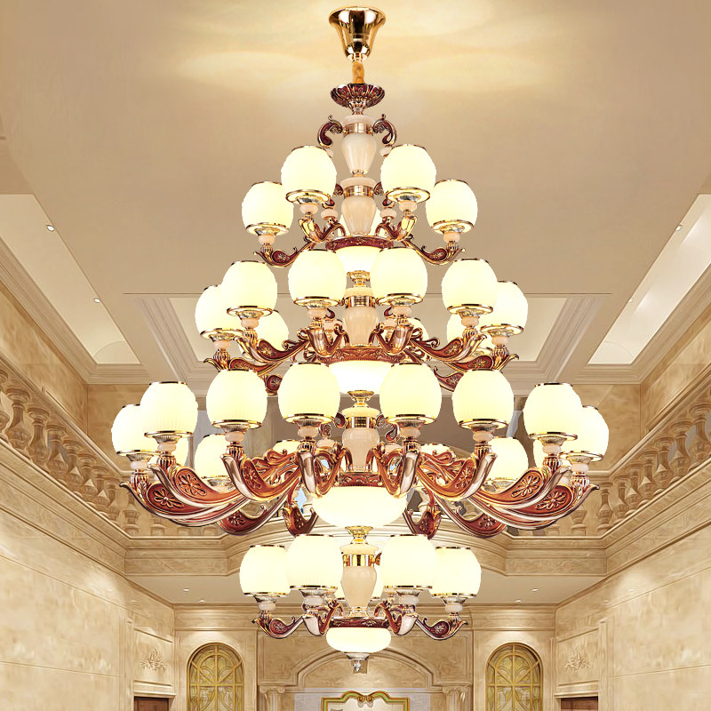 欧式复式楼别墅客厅大吊灯防尘款奢华大厅中空楼中楼梯间长吊灯具
