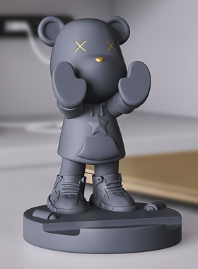 暴力熊手机支架创意摆件