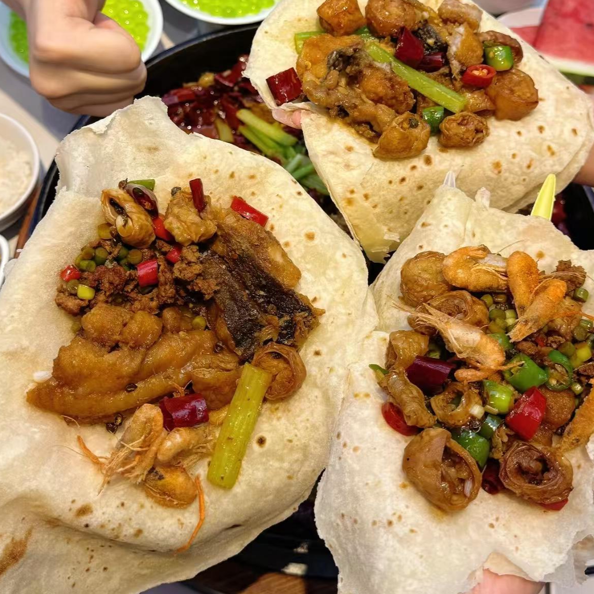 卷饼朝天锅专用三页饼山东特产手工大饼白面单饼麻辣串饼搭档商用