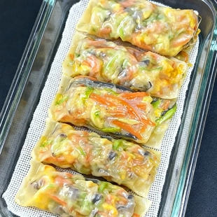 蔬菜卷三鲜水晶春卷薄皮包子素菜健身低脂适合早上吃的早餐半成品