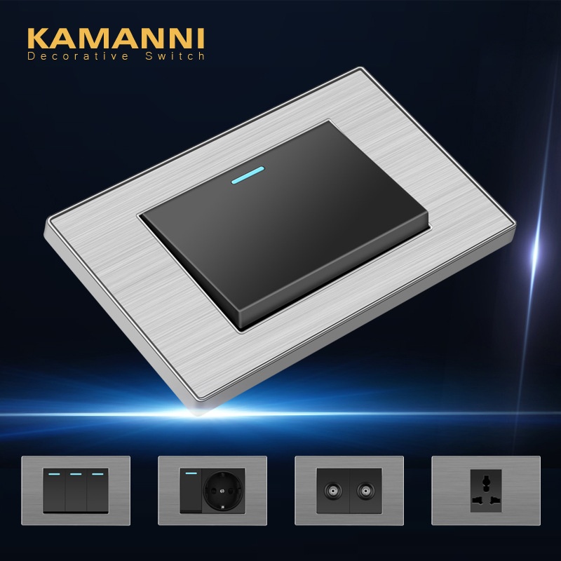 118型不锈钢黑色墙壁式开关可自搭配13a国际各种款式开关插座