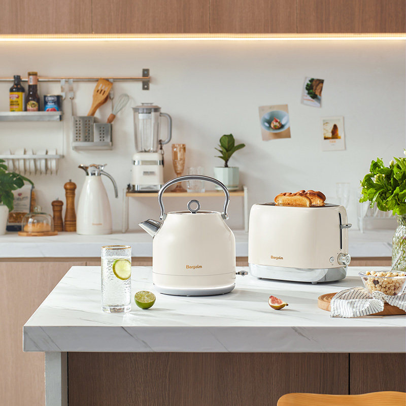 bargaim烧水壶高颜值复古电热水壶家用不锈钢热水壶2023新款1.7升