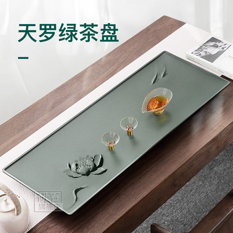 天然乌金石茶盘雕刻天罗绿浮雕家用高端轻奢2025新款客厅石头茶台