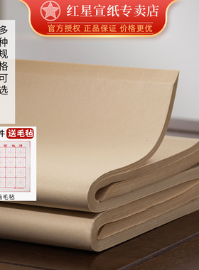 红星宣纸红星牌书法专用纸仿古半生半熟国画作品纸四尺加厚生宣初学者练字练习毛笔字纸工笔画熟宣整张练习纸