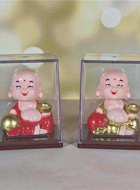 太阳小和尚点头神笑弥勒佛汽佛车摆件收银台888-4招财创意能家居