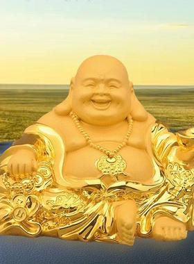 绒沙金汽车摆件车载元宝如意弥勒佛像笑佛保平安树脂工艺