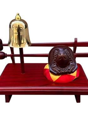 佛具用品佛堂禅念佛诵经乐器法器挂钟帝钟鱼雕木鱼仿红木帝钟盘