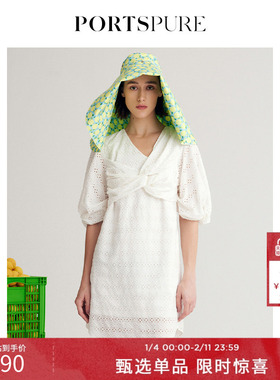 宝姿PORTSPURE女装时尚简约减龄纯白别致镂空连衣裙RP8D013RLQ002