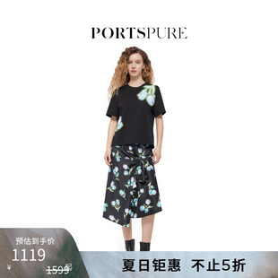 百搭夜光花针织短袖 宝姿PORTSPURE女装 T恤上衣RT7N007UCC085