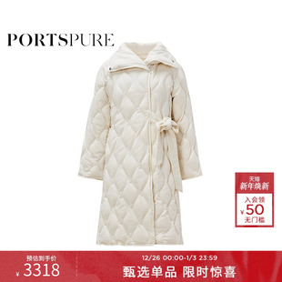 高领腰带羽绒棉服RT9U206MWW048 宝姿PORTSPURE女装 博主同款