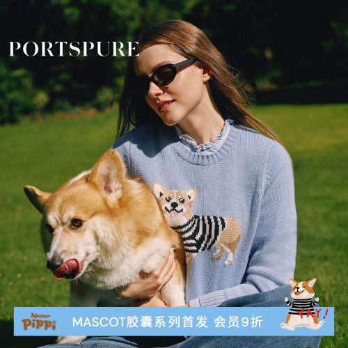 PORTSPURE早秋柯基图案针织衫