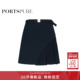 宝姿PORTSPURE女装 2026早春新品 定制金属扣腰带拼接风琴褶A字短裙