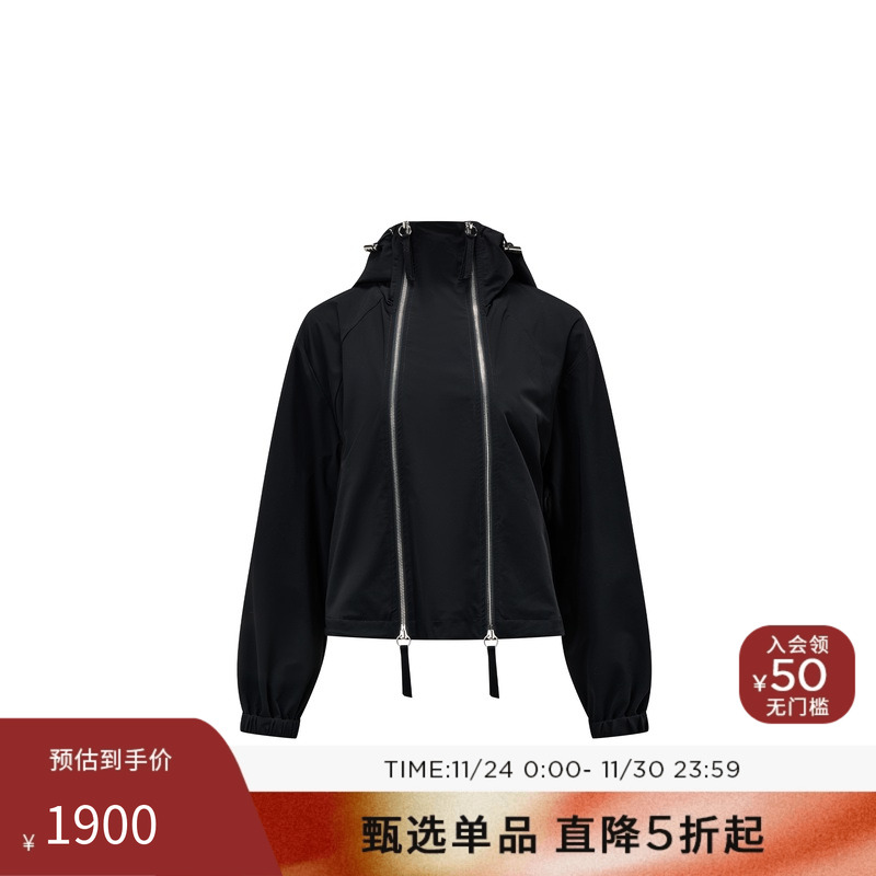 PORTSPURE黑色连帽夹克卫衣