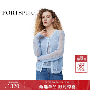 针织衫 微透珍珠上衣长袖 RT7K014RKD017 冬季 PORTSPURE女装