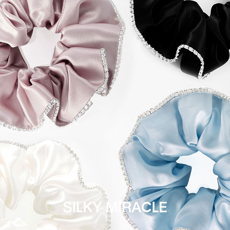 SILKYMIRACLE真丝发圈水晶头花