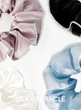 SILKY MIRACLE真丝大肠发圈高级水晶头花送礼盒装无痕不勒发饰