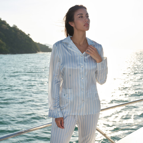Cruise系列真丝度假睡衣套装长袖