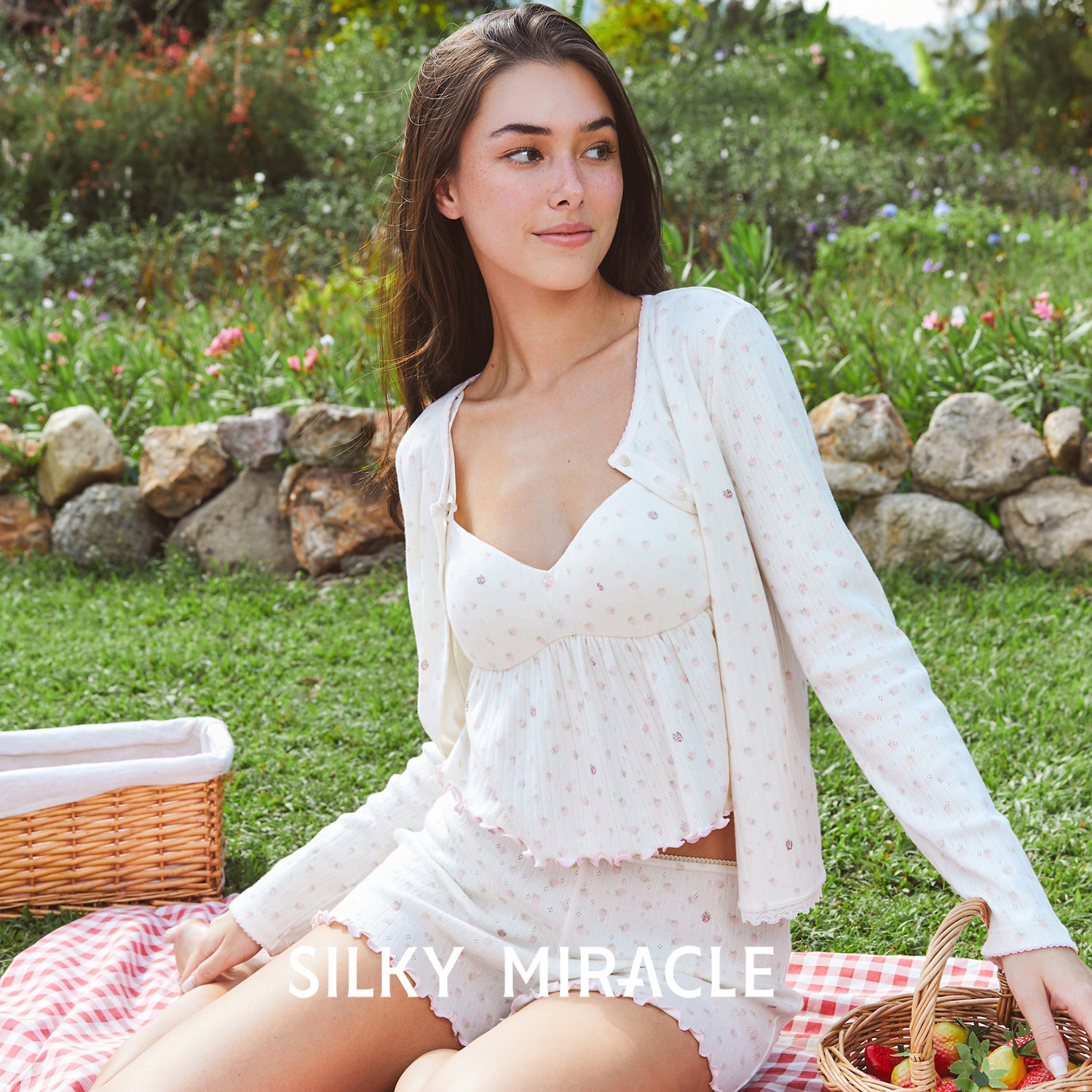 SILKY MIRACLE针织睡衣Strawberry桑蚕丝吊带