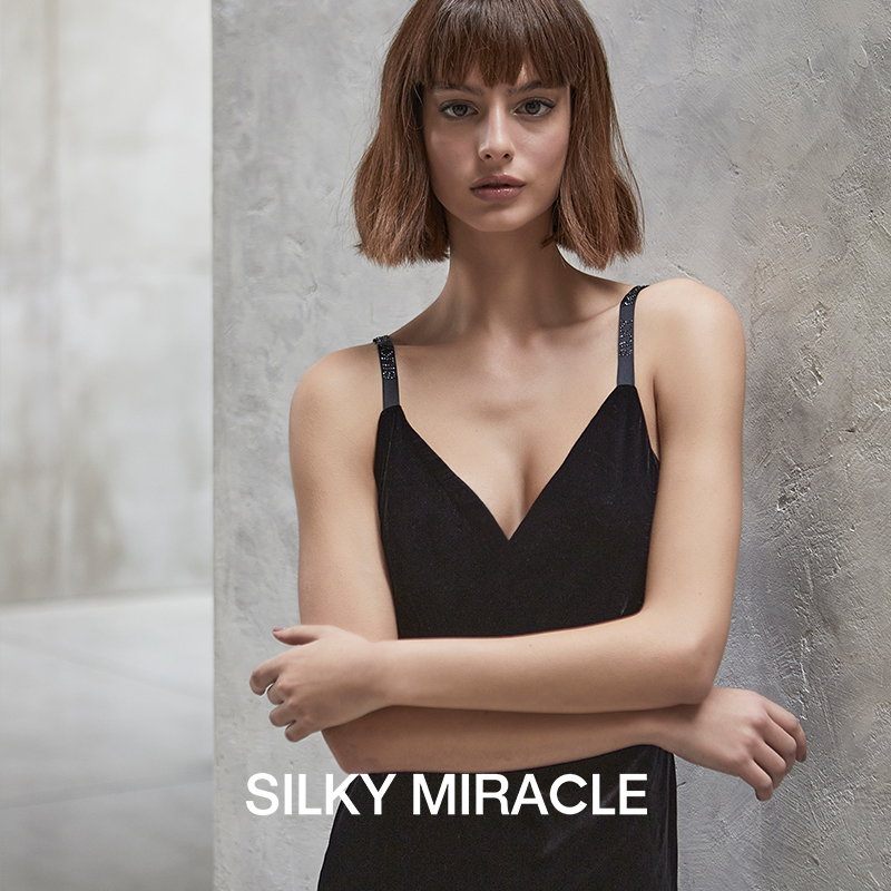 真丝丝绒蕾丝水钻吊带裙