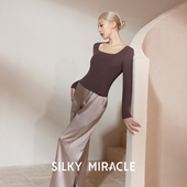 MIRACLE真丝莫代尔针织睡衣NUDE长袖 U领长睡裤 新款 SILKY 修身 打底