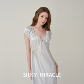 真丝长睡裙Petit SILKY MIRACLE法式 flower度假桑蚕丝性感家居服