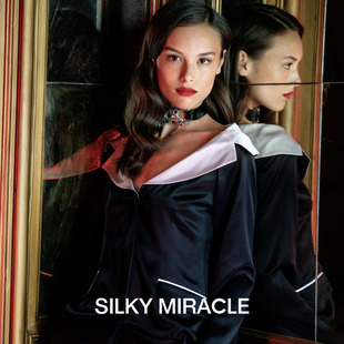 SILKY S女士大翻领性感奢华外穿居家服套装 MIRACLE真丝睡衣LADY