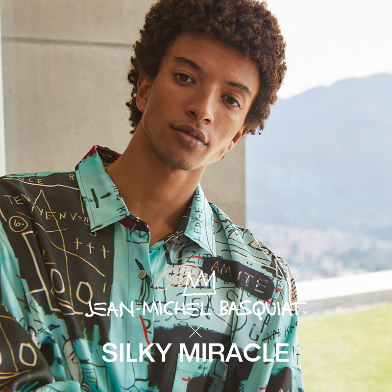 SILKY MIRACLE巴斯奇亚Basquiat联名真丝衬衫男女款睡衣可外穿