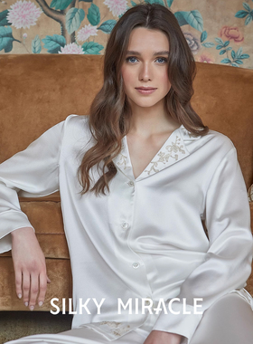 SILKY MIRACLE真丝鸢尾花家居服GOLDEN LACE刺绣蕾丝睡衣套装