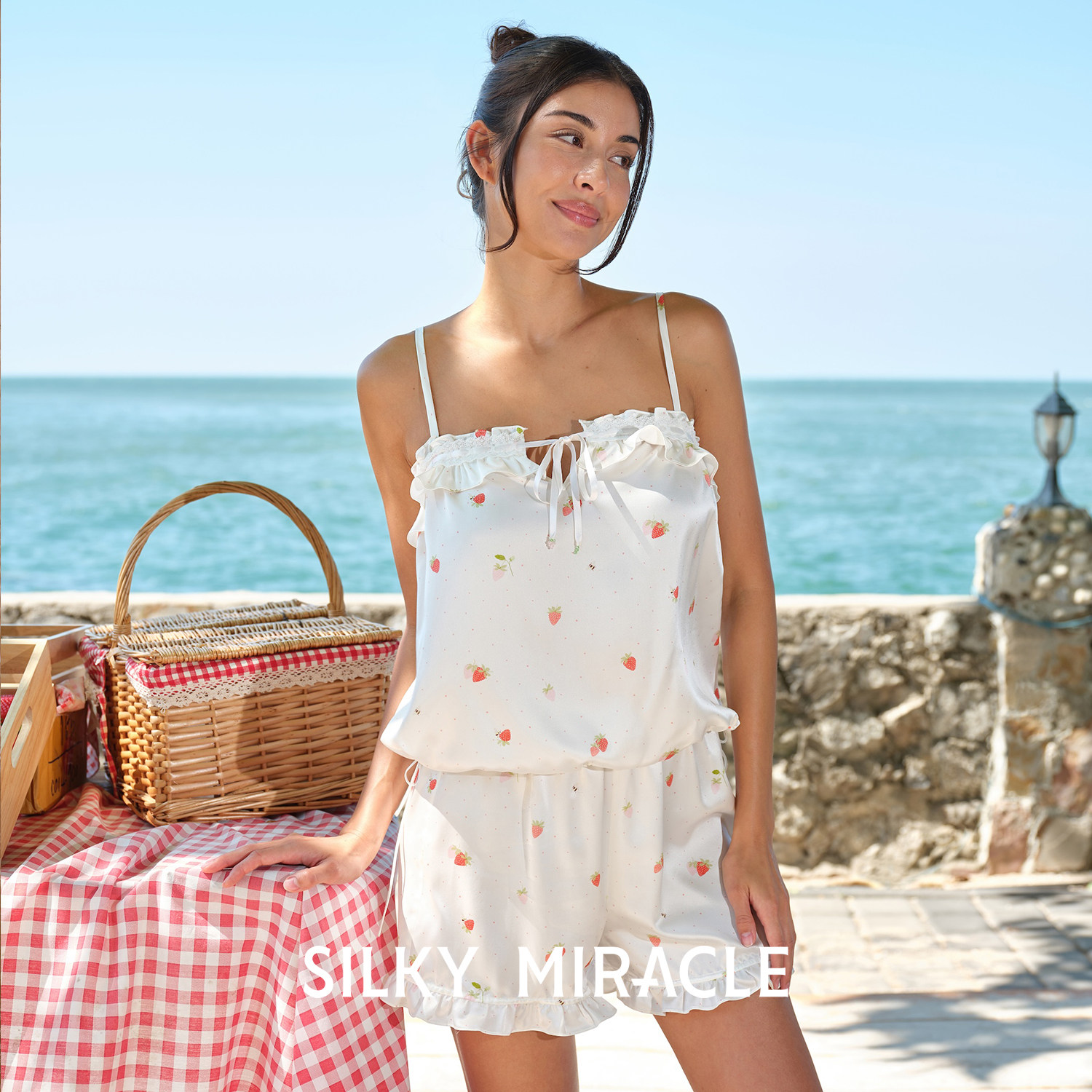 SILKY MIRACLE真丝吊带睡衣Strawberry桑蚕丝家居服短裤套装少女,女士内衣/男士内衣/家居服,睡衣/家居服套装,淘宝优惠券,粉丝福利购,淘宝优惠卷