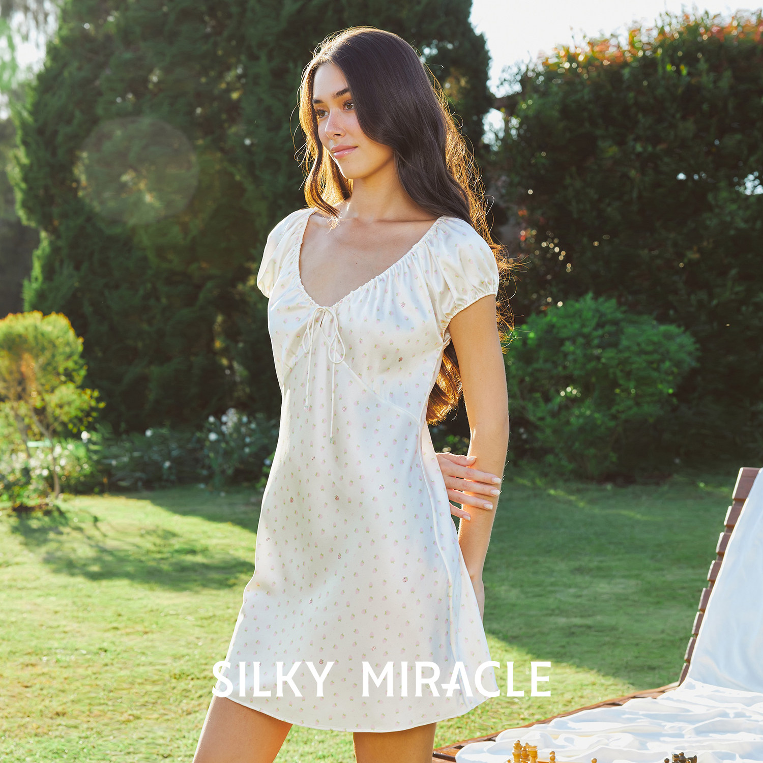 SILKY MIRACLE草莓真丝睡裙Strawberry法式新