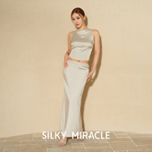 SILKY MIRACLE真丝背心长裙NUDE桑蚕丝弹力半身裙优雅松弛可外穿