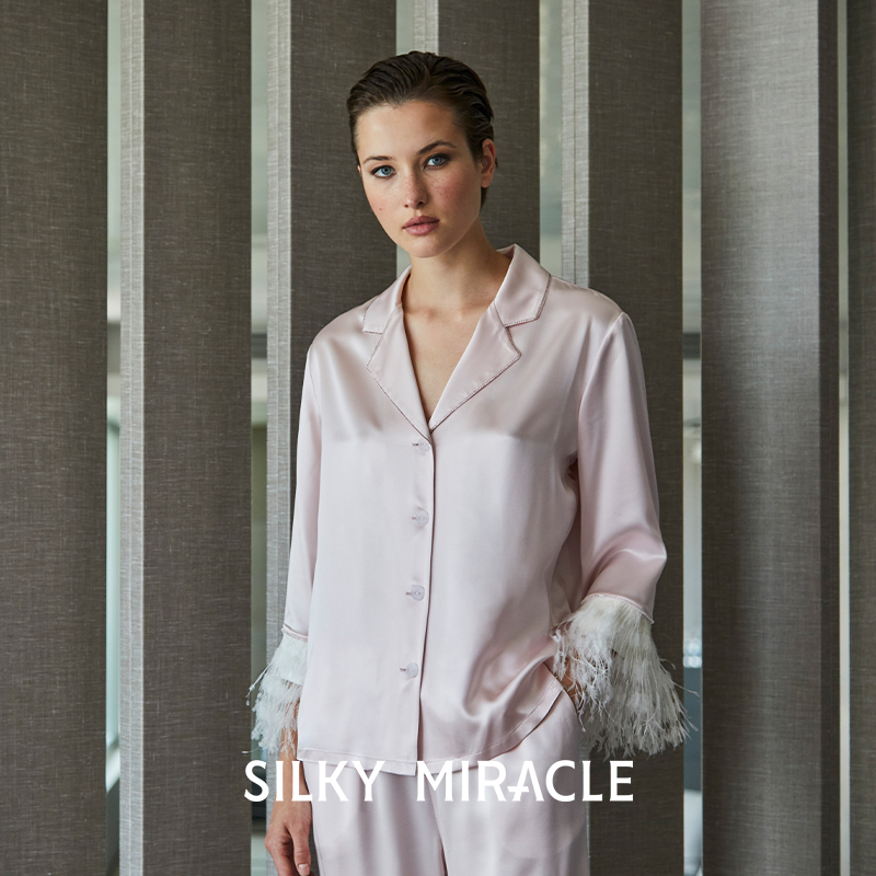 SILKYMIRACLE女士真丝羽毛睡衣