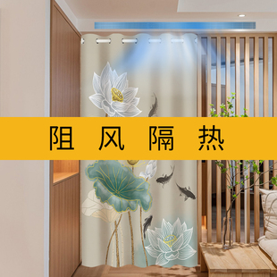 空调挡风门帘免打孔隔热防走冷气加厚帘子阳台客厅布艺遮挡帘隔温