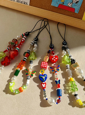 安迪case代购店 招财纳福ins复古可爱挂绳高级定制手腕挂绳钥匙链