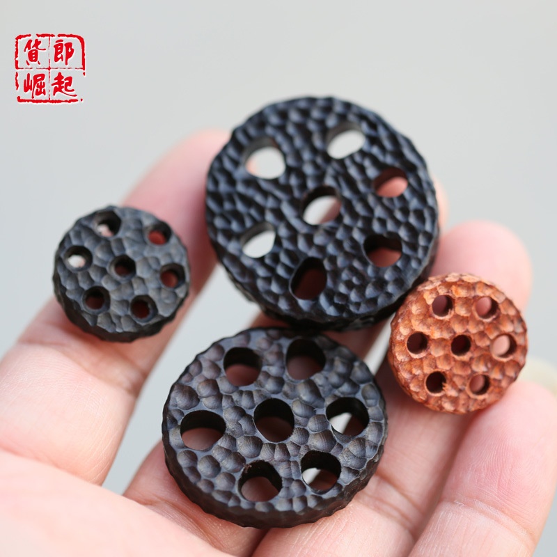 黑檀木藕片乌木吊坠雕刻手工diy饰品车挂钥匙扣科檀木平安扣吊坠