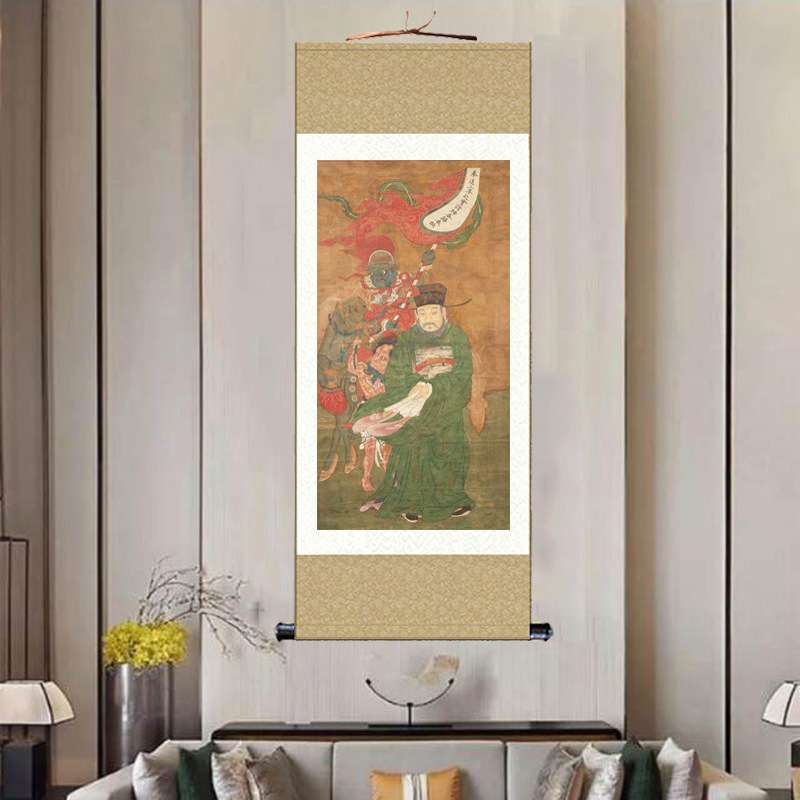 城隍爷画像挂画送圣土地神像画道场家居供奉丝绸卷轴画水陆画壁画