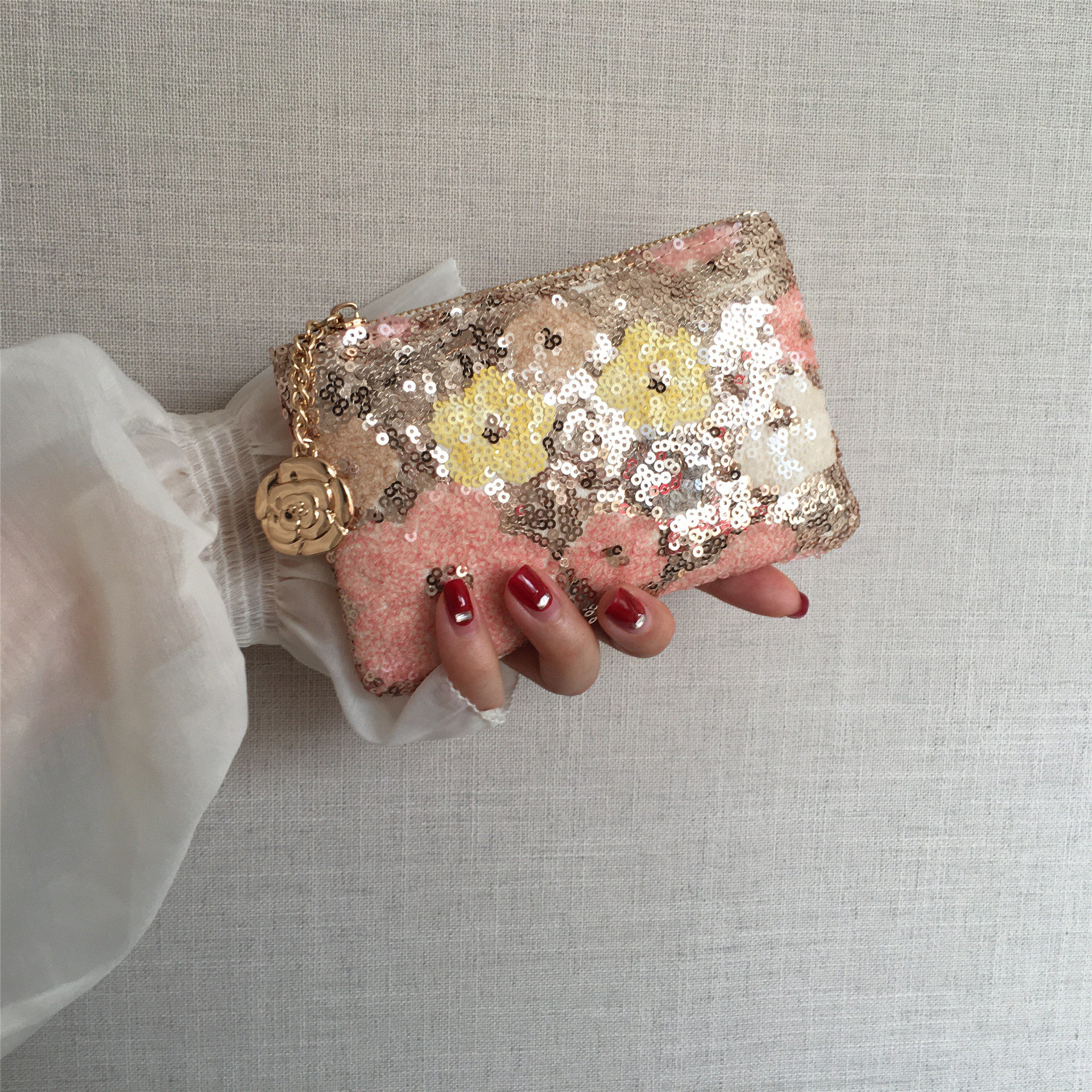 小钱包女士新款亮片拉链零钱袋迷你卡夹证件收纳口红钥匙包手拿包