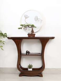 采购产品北欧实木入口桌，简约半圆形壁挂式端景桌，中式家居储物