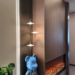 床头吊灯意式极简高级感水晶氛围屏风吊灯多头玄关装饰长线 线小