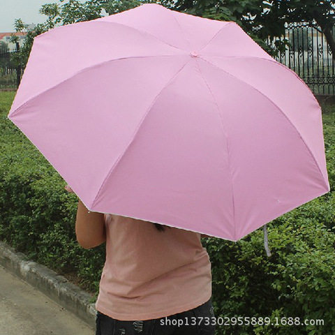 两用纯色广告伞logo折叠伞可印336t伞骨全钢晴雨天堂伞银胶