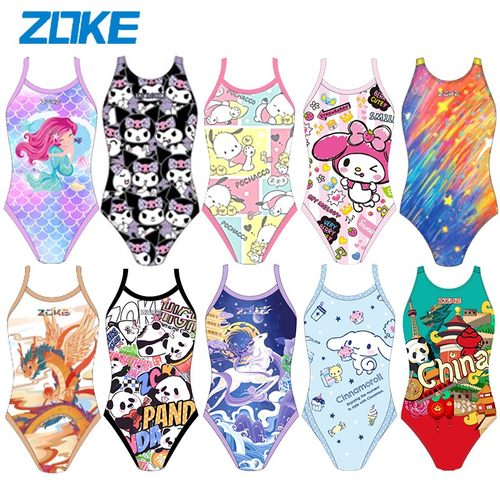 洲克女童专业速干游泳衣儿童泳衣