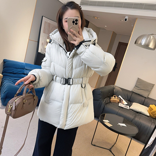 【雾紫轻羽】90白鹅绒收腰显瘦中长款羽绒外套冬季新款 D25112718