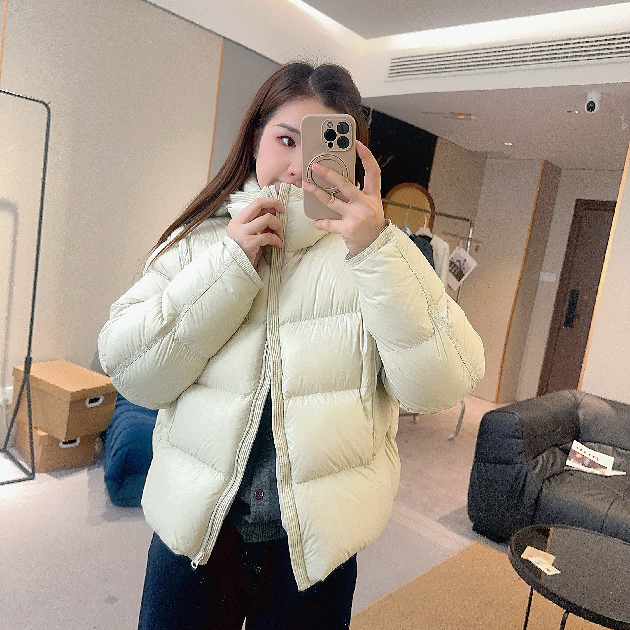 【小雪人】高级感90白鸭绒泡芙羽绒服冬季加厚连帽保暖YC25111213