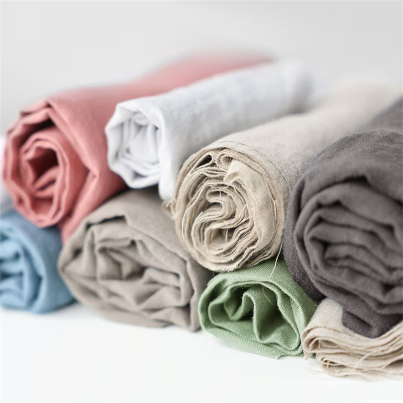 100%天然亚麻布艺新款多色纯麻服装印染面料裤子布料DIY260*10CM