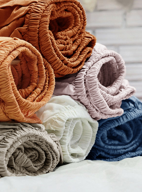 出口特价清仓秋季亚麻床笠单件纯色床垫保护套罩民宿床上用品定制