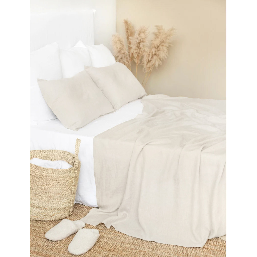 轻奢纯色亚麻枕套床单三件套床笠床垫保护套夏季薄款透气床罩定制