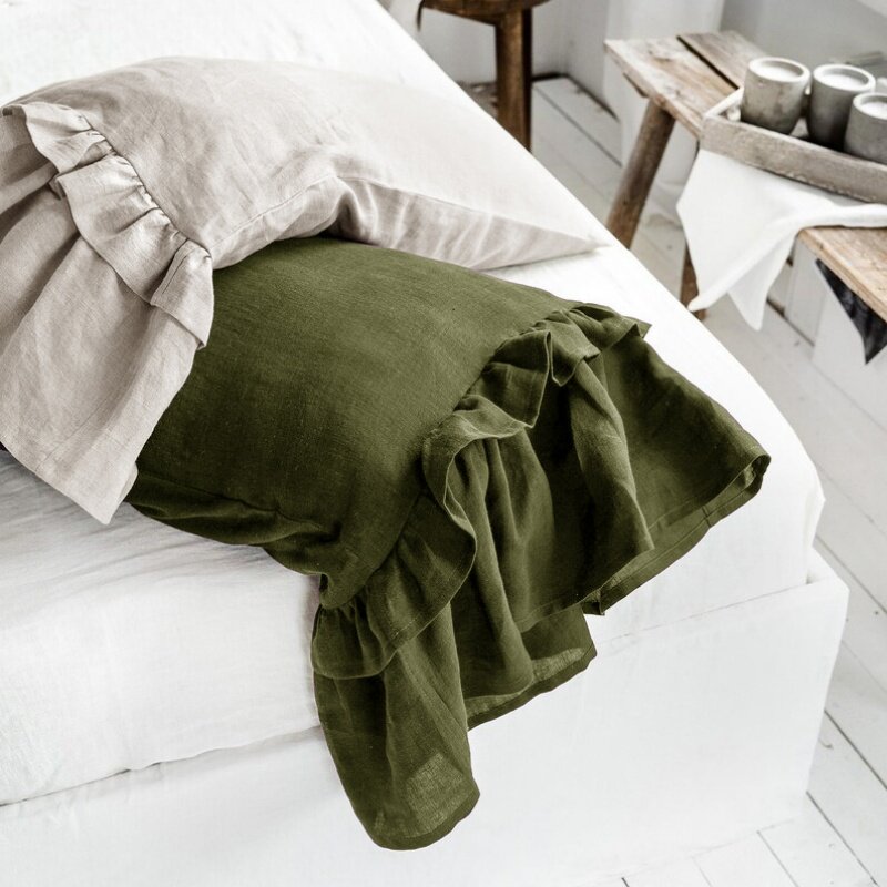 氛围感纯色亚麻枕套亲肤鱼尾枕头套48*74CM单支装枕皮不含芯定制