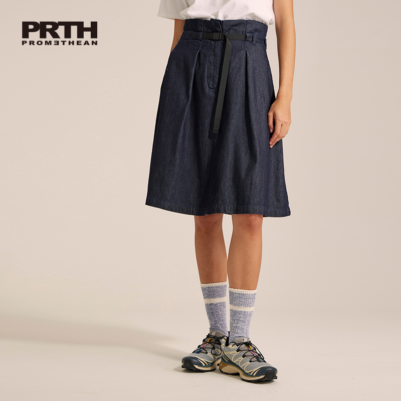 PRTH半裙A字工装腰带牛仔半裙