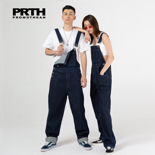 prth性别网红牛仔背带裤减龄