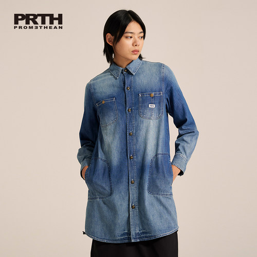 PRTH翻领长袖日系水洗衬衫